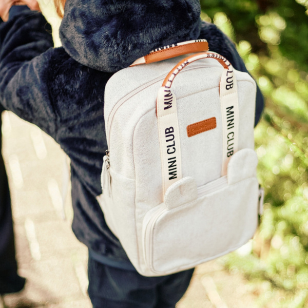 Sac à dos enfant mini club signature canvas off white Childhome