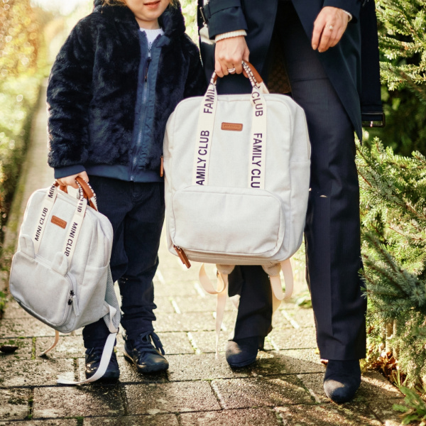 Sac à dos enfant mini club signature canvas off white Childhome