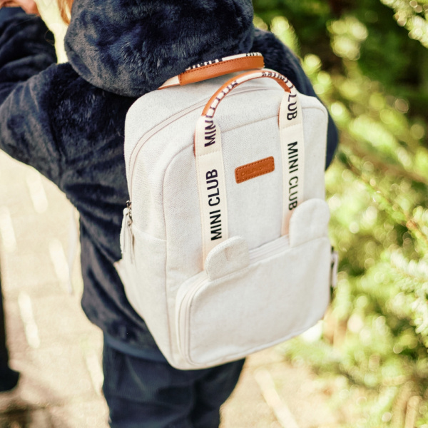 Sac à dos enfant mini club signature canvas off white Childhome