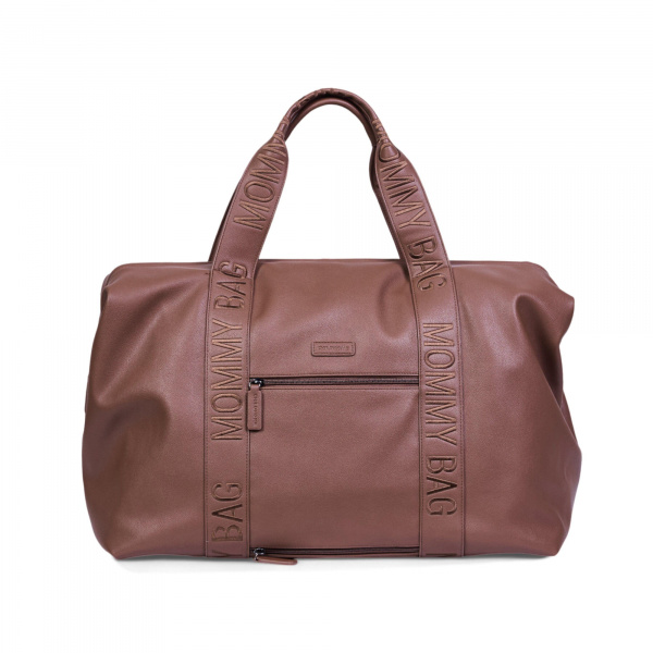 Sac à langer mommy bag signature simili cuir marron foncé Childhome