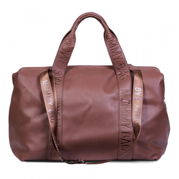 Sac à langer mommy bag signature simili cuir marron foncé Childhome
