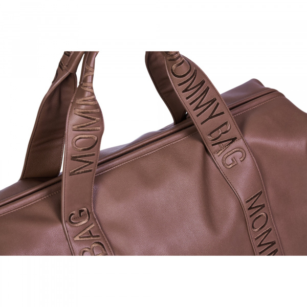 Sac à langer mommy bag signature simili cuir marron foncé Childhome