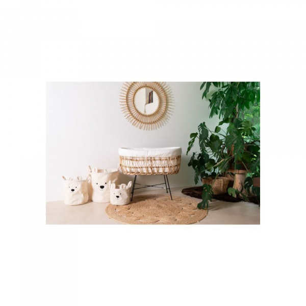Berceau rotin avec base en métal + matelas jersey écru Childhome