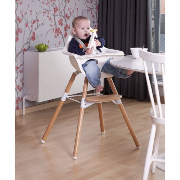 Pack chaise haute évolutive evolu 2 blanche + tablette blanche Childhome