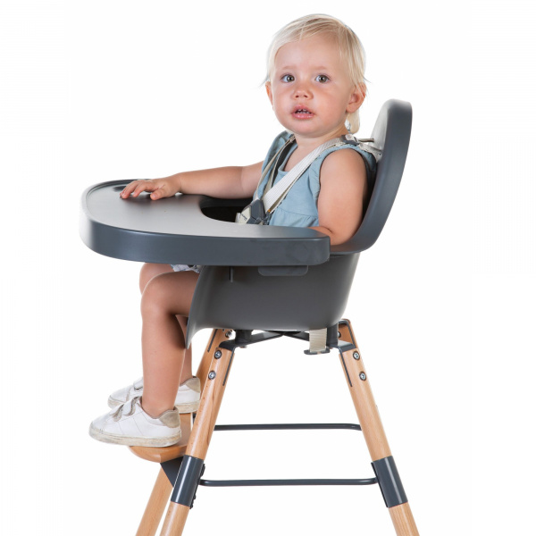 Pack chaise haute évolutive evolu 2 grise + tablette grise Childhome