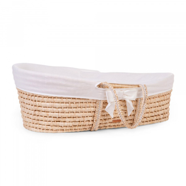 Couffin panier moise natural + matelas + habillage jersey écru Childhome