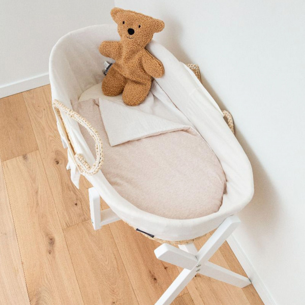 Couffin panier moise natural + matelas + habillage jersey écru Childhome