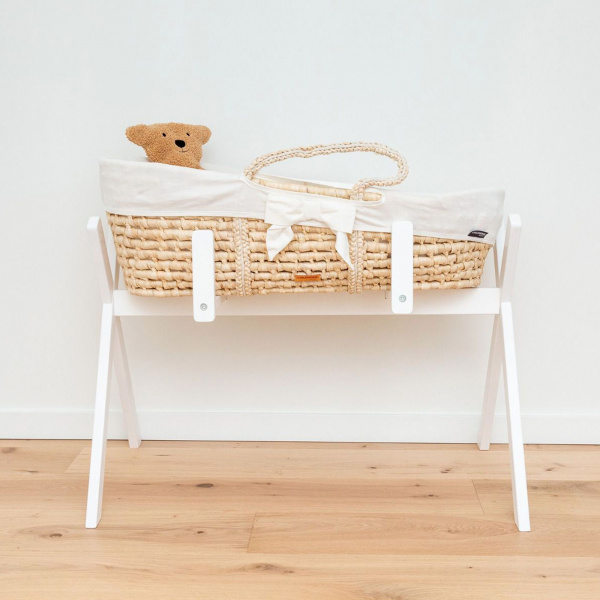 Couffin panier moise natural + matelas + habillage jersey écru Childhome