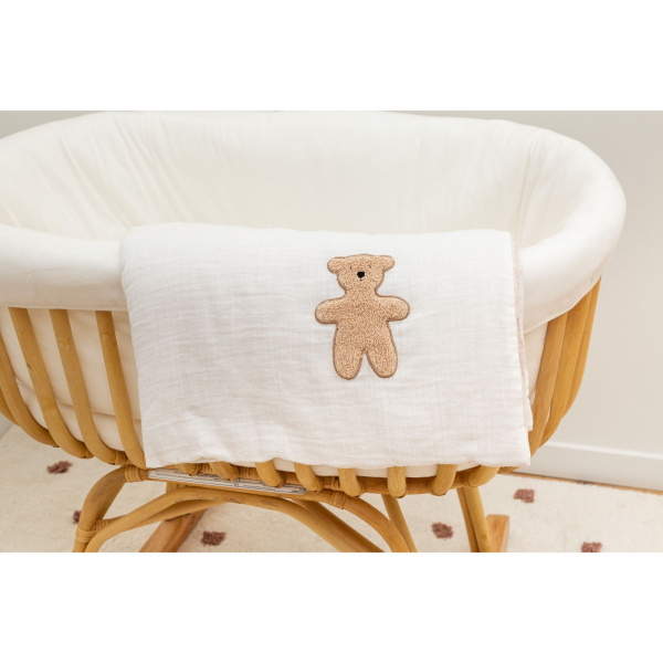 Couverture bébé 80x100cm jersey mélange beige et mousseline teddy Childhome