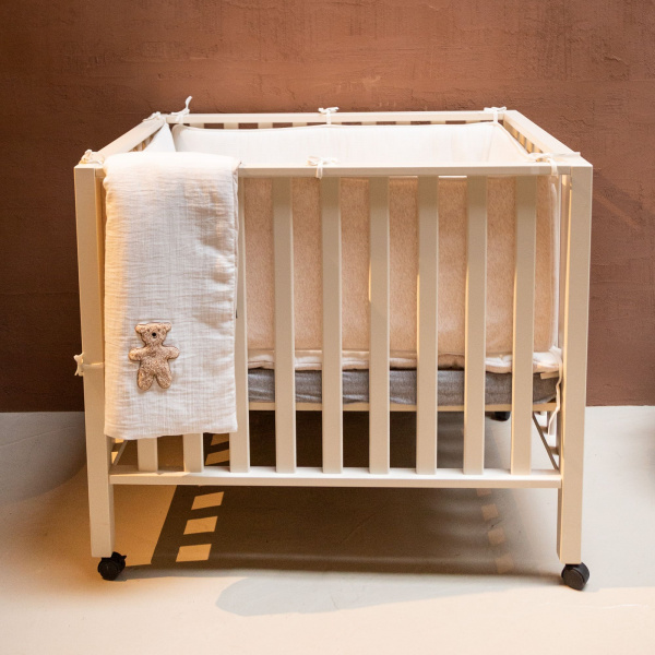 Couverture bébé 80x100cm jersey mélange beige et mousseline teddy Childhome