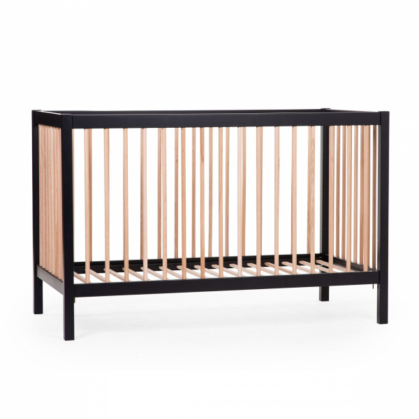 Lit bébé 60x120cm noir et naturel cot 97 Childhome