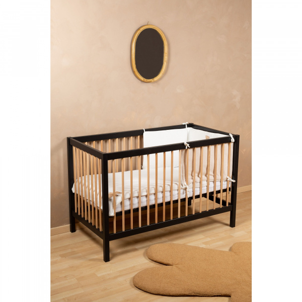 Lit bébé 60x120cm noir et naturel cot 97 Childhome