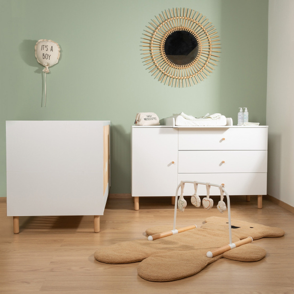 Chambre bébé duo lit 70x140cm + commode à langer wonder white Childhome