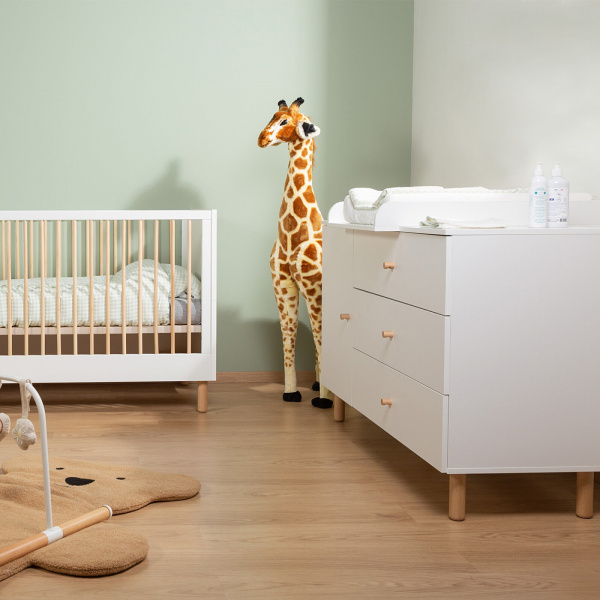 Chambre bébé duo lit 70x140cm + commode à langer wonder white Childhome