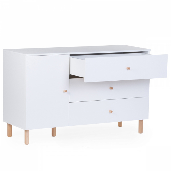 Chambre bébé duo lit 70x140cm + commode à langer wonder white Childhome