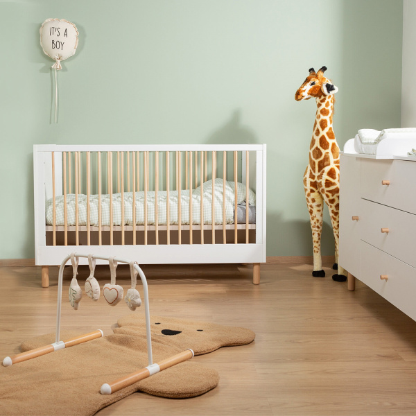 Lit 70x140cm wonder white avec pied naturel Childhome