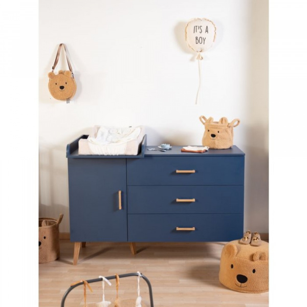 Commode bold blue bleu avec plan à langer Childhome