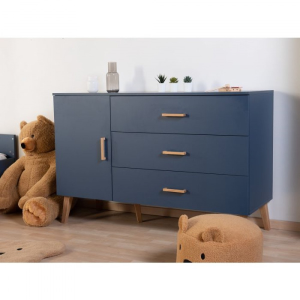 Commode bold blue bleu avec plan à langer Childhome