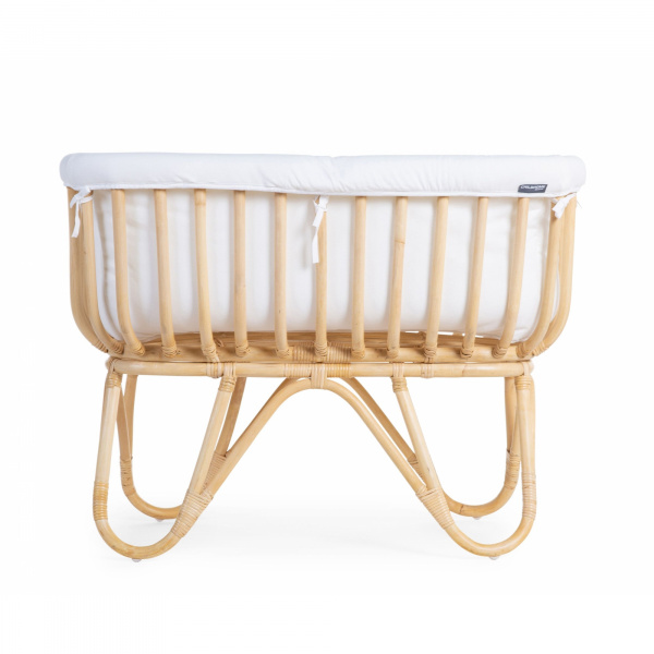 Berceau rotin rectangulaire 90x50 jersey écru + matelas Childhome