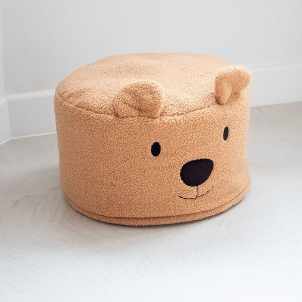 Pouf enfant teddy bear beige en bouclette - 40 cm Childhome
