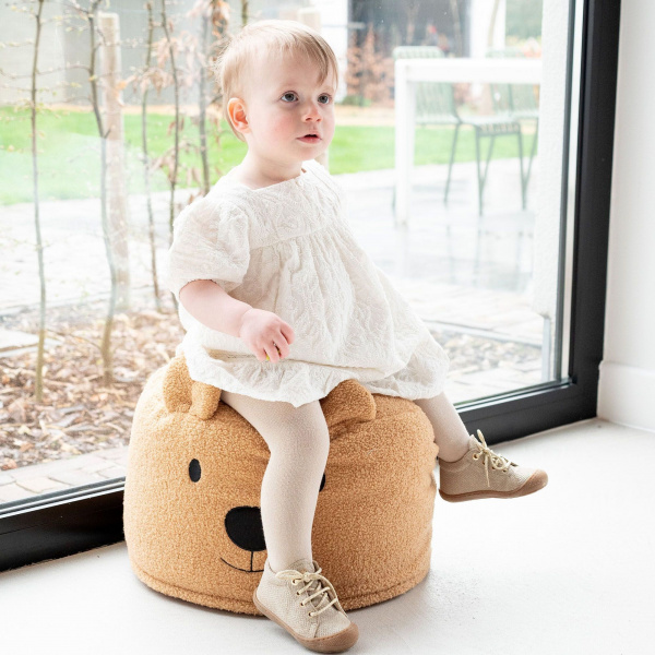 Pouf enfant teddy bear beige en bouclette - 40 cm Childhome