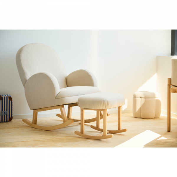 Repose-pieds à bascule en lin beige Childhome