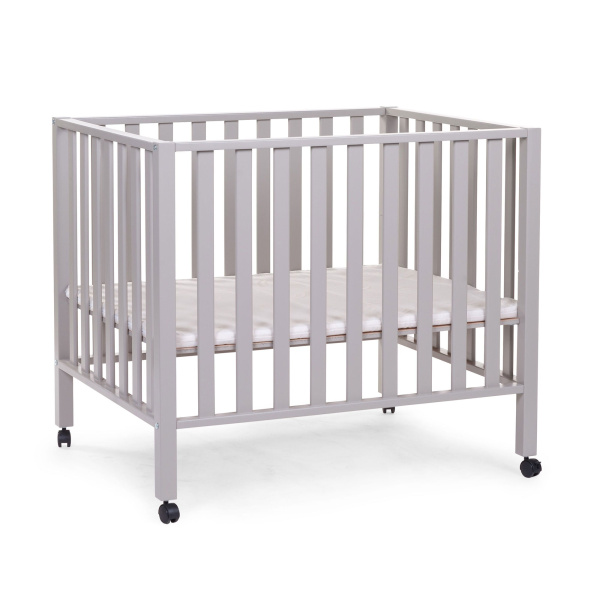 Parc bébé bois sur roulettes gris Childhome