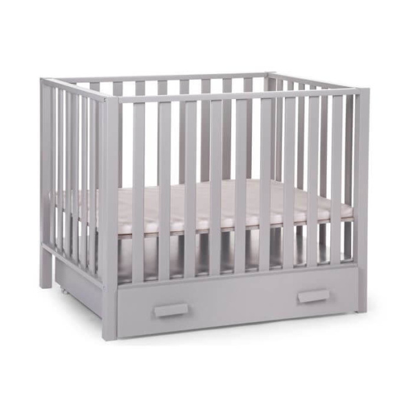 Parc bébé bois sur roulettes gris Childhome