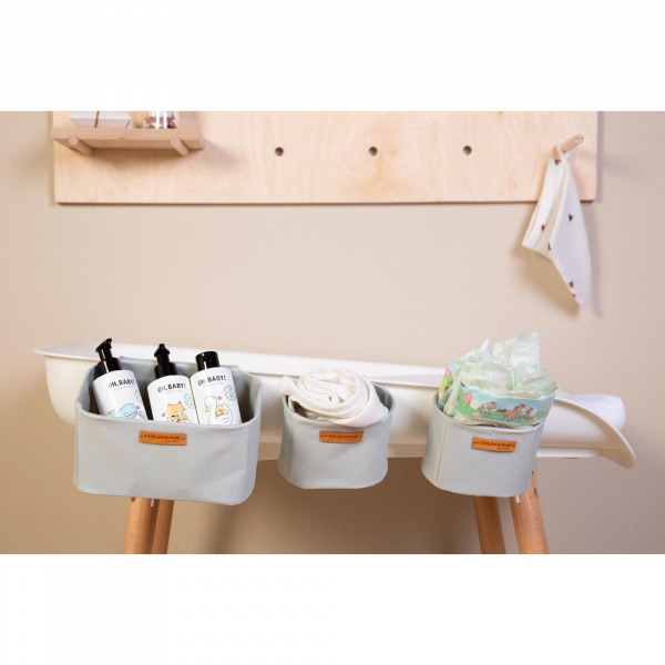 Lot de 3 paniers de rangement à suspendre gris Childhome