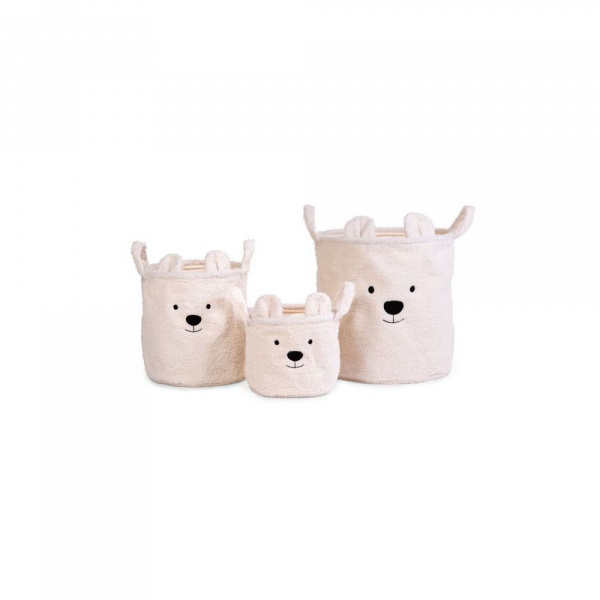 Set de 3 paniers de rangement teddy beige Childhome
