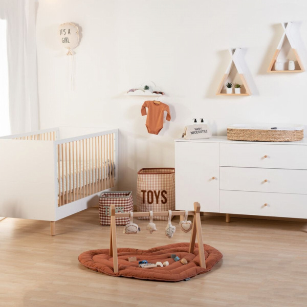 Panier à langer avec matelas 70x50cm sea grass Childhome