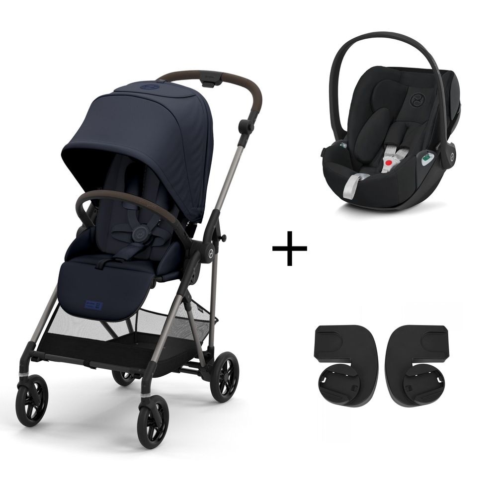 Pack duo poussette melio 3 châssis taupe + cloud z2 + adaptateurs