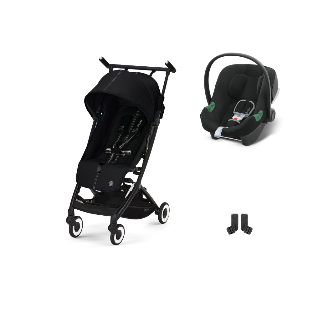 Poussette duo libelle lava grey + siège auto aton b2 volcano black de Cybex  sur allobébé