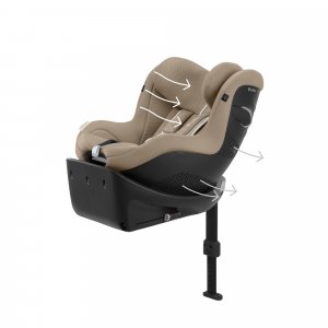 Siège auto sirona gi i-size tissu plus almond beige avec base intégrée Cybex