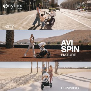 Poussette avi spin 3 roues tout-terrain et running moss green Cybex