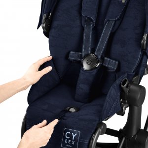 Poussette e-priam 2 rebellious luxury denim blue châssis matt black Cybex