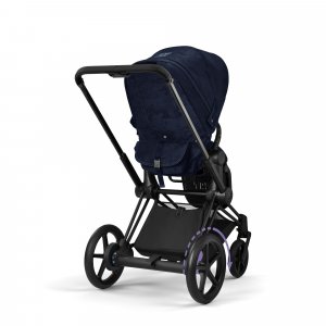Poussette e-priam 2 rebellious luxury denim blue châssis matt black Cybex