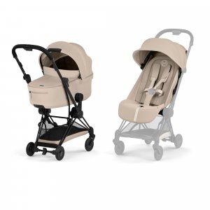 Poussette duo compacte coya 2 avec nacelle pliable châssis matt black cozy beige Cybex
