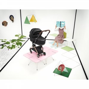 Poussette duo compacte coya 2 avec nacelle pliable châssis matt black cozy beige Cybex