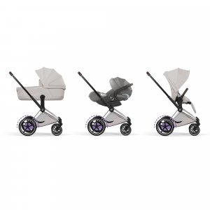 Poussette électrique e-priam 3 city grey châssis chrome Cybex