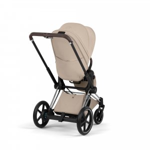 Poussette électrique e-priam 3 cozy beige châssis chrome Cybex