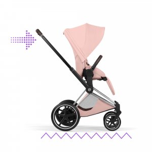 Poussette électrique e-priam 3 peach pink châssis chrome Cybex