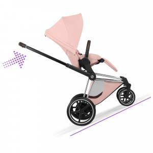 Poussette électrique e-priam 3 peach pink châssis chrome Cybex