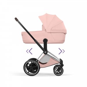Poussette électrique e-priam 3 peach pink châssis chrome Cybex