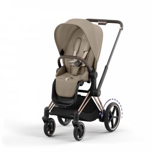 Poussette e-priam 2 cozy beige châssis rose gold Cybex