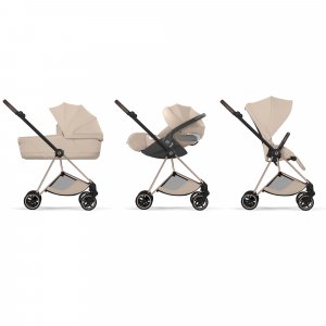 Poussette compacte mios 4 cozy beige châssis rosegold Cybex