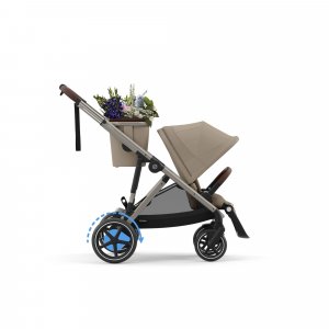 Poussette e-gazelle s almond beige châssis taupe Cybex