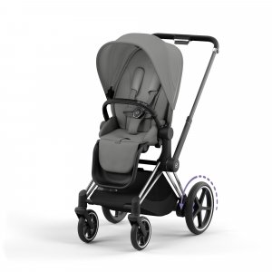 Poussette e-priam 2 mirage grey châssis chrome black Cybex
