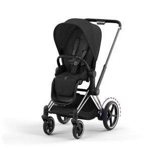 Poussette e-priam 2 sepia black châssis chrome black Cybex