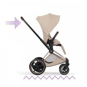 Poussette électrique e-priam 3 cozy beige châssis rosegold Cybex